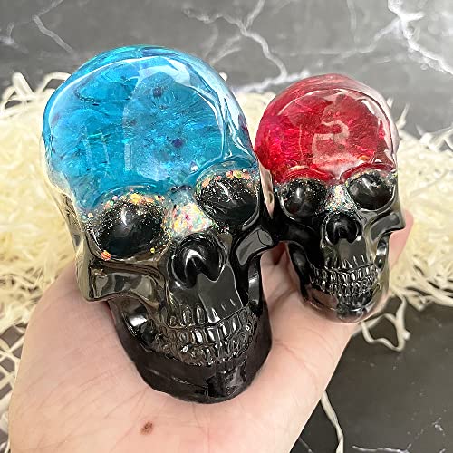 RESINWORLD Set of Large + Medium + Small 3D Skull Resin Molds, Flexible Clear Silicone Skull Head Molds, Silicone Molds for Resin, Soap, Clay, Candle Wax Casting, Halloween Home Decoration4