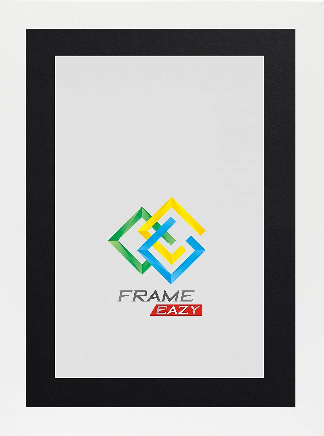 FRAME EAZY Modern White Photo Picture Frame Poster Certificate Frames with Black Mount – 24x20 For 20x16 Inch Picture