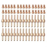 Juego de accesorios de 60 piezas: este kit de cortador de plasma de larga duración incluye 30 electrodos de cobre que miden aproximadamente 38 x 4 mm y 30 boquillas de alrededor de 11 x 15 mm, proporcionando amplios reemplazos para evitar compras frecuentes y tiempo de inactividad en el taller