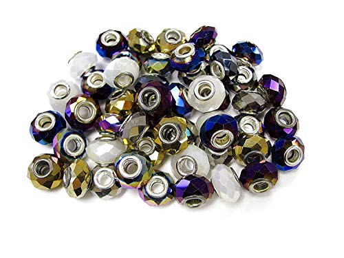 Linpeng Assorted Metallic Colors Big Hole Faceted Glass Beads,50-Pack_Cpb-Mtlast50 #TOP5