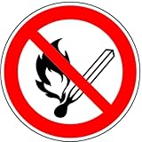  H.Klar Aufkleber Verbotsschild, Feuer, offenes Licht und Rauchen verboten P003 DIN EN ISO 7010 Folie selbstkl. weiß/schwarz/rot, 200mm