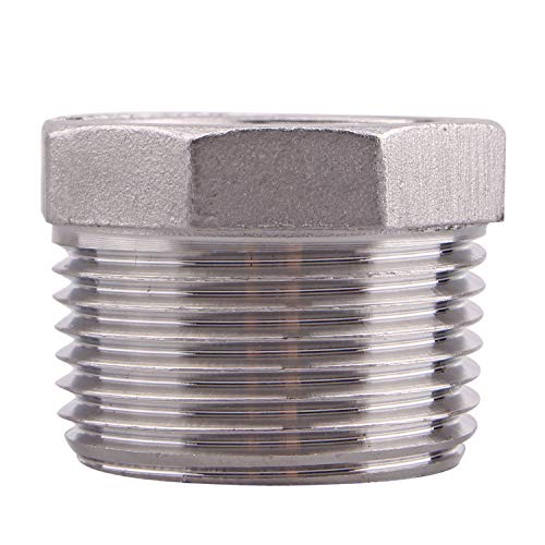 DERPIPE Stainless Steel Reducer Hex Flush Bushing, 1\" NPT Male 3/4\" NPT Female,Reducing Adapter Cast Pipe Fitting - Thumbnail 3