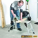 Metaltech E-PWP7100AL Jobsite Series 39-in. Portable Work Platform, Aluminum Step Stool for Adults and Portable Work Bench with Rubber Feet and Slip-Resistant Surface and 500-lb Load Capacity