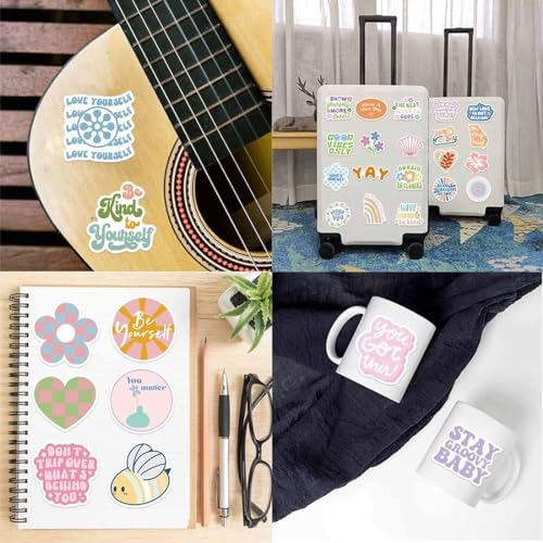 Preppy Aesthetic Stickers Pack 100 Stück - Wasserfeste Vinyl Aufkleber Motivational Quotes für Wasserflasche, Laptop, Handy & Tagebuch - Inspirierende Deko für Mädchen und Frauen (Dänische