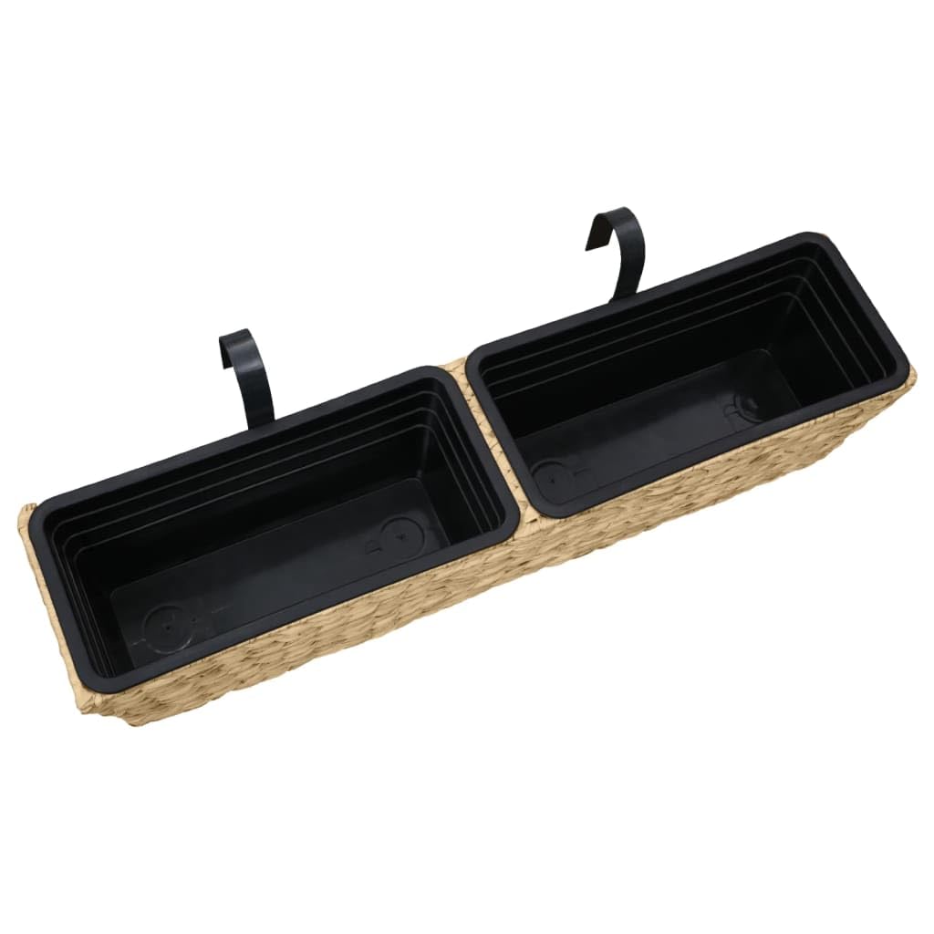 Jacinto de agua, caja de flores, 2 piezas, 80 x 20 x 18 cm, con 4 macetas extraíbles, para plantas de interior, juego de macetas sostenibles