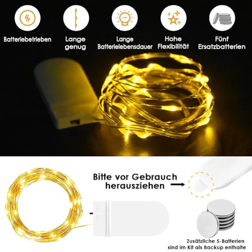 WEARXI Lichterkette Batterie, 10 Stück 2M 20 Mini LED Lichterkette mit Batterie, Lichterkette Innen, LED Lichterketten Batteriebetrieben, Lichterketten für Zimmer Deko, Hochzeitsdeko, Weihnachtsdeko 2
