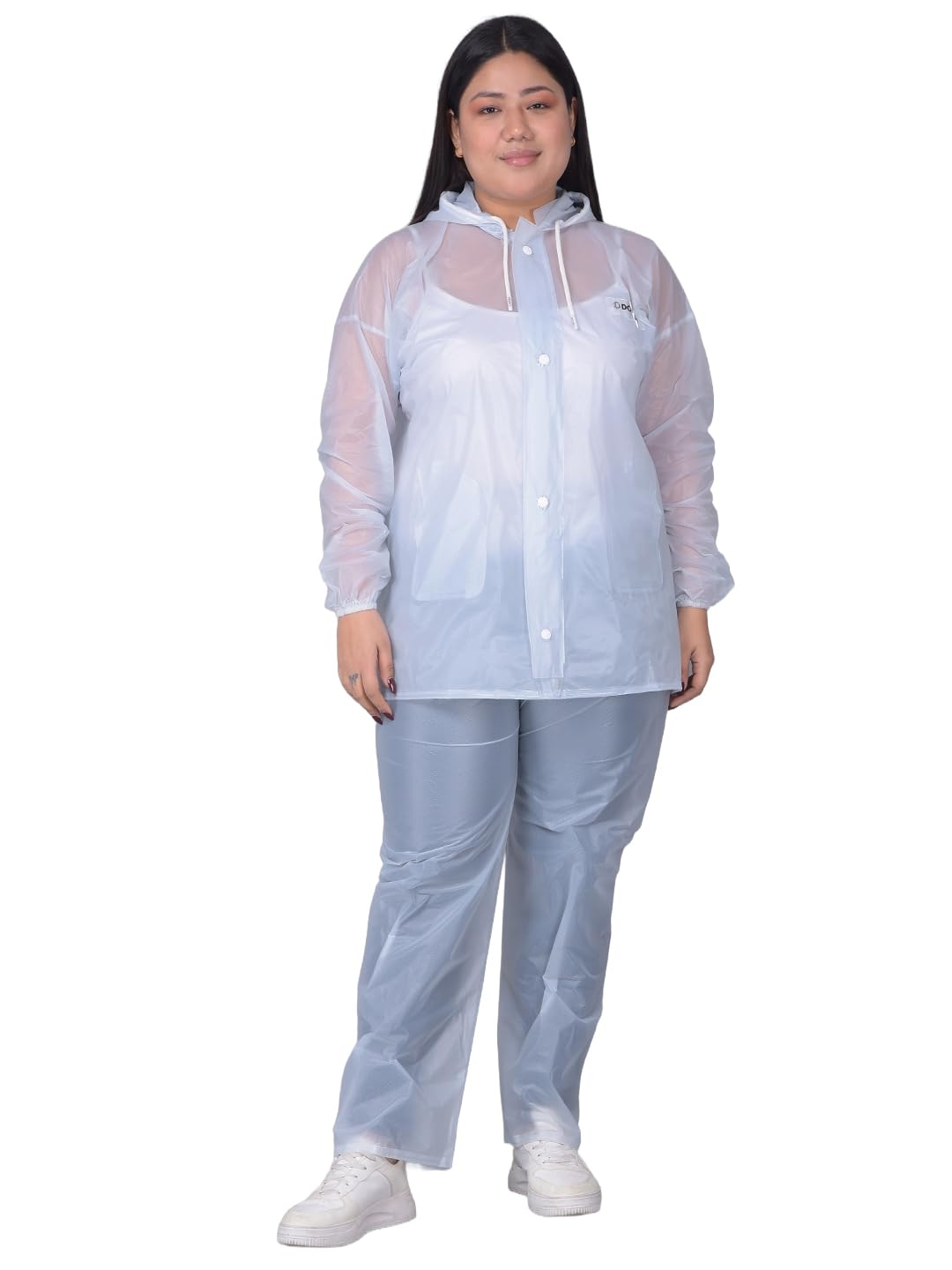 dollar Unisex PVC Waterproof Raincoat Jacket & Pant Set | Zipper & Button Closure | Adjustable Hood & Pocket | Lightweight Full Body Rain Suit for Men & Women-picture-24