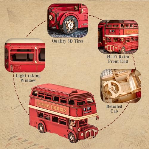 Rolife 3D Puzzle - London Tour Bus Wooden Puzzles for Adults DIY Model Kits, Creative Craft Construction Kits for Adults, Aesthetic Home Decor Gifts for Women & Men - Image 6
