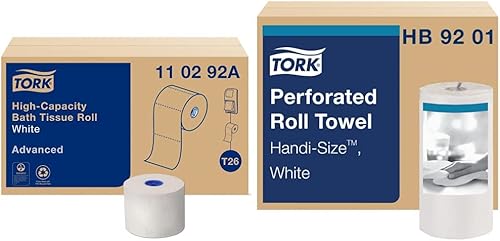 Miniatura 10 de Tork Dispensador de rollo de papel higiénico doble, color blanco, T26 + recarga, rollo de papel higiénico (36 x 1000 hojas), avanzado, color blanco