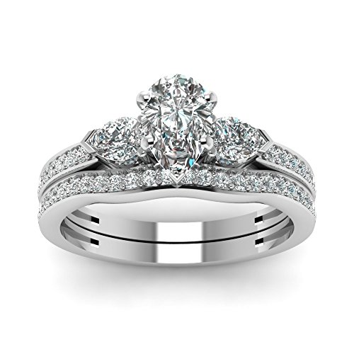 10K 14K 18K Gold Pear Cut Moissanite Wedding Ring Sets for Women,1.75/2.75 CTW Moissanite Engagement Ring Sets Wedding Engagement Anniversary Bands Set Free Engraved