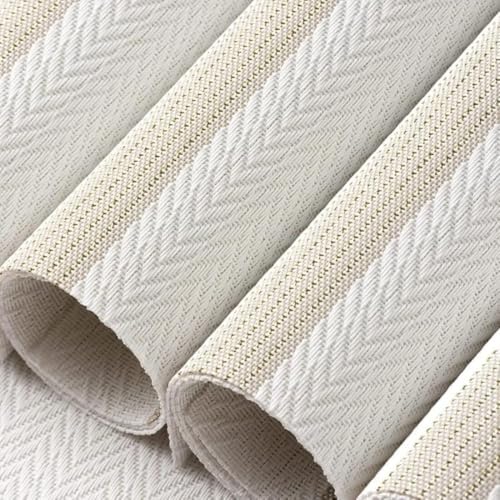 Image of Potency Table Mats Set of 4, Woven Placemate for Dining Table, Heat-Resistant Placemats Stain Resistant Anti-Skid Washable PVC Table Mats, Vinyl Placemats for Dining Kitchen Restaurant Table (31White)