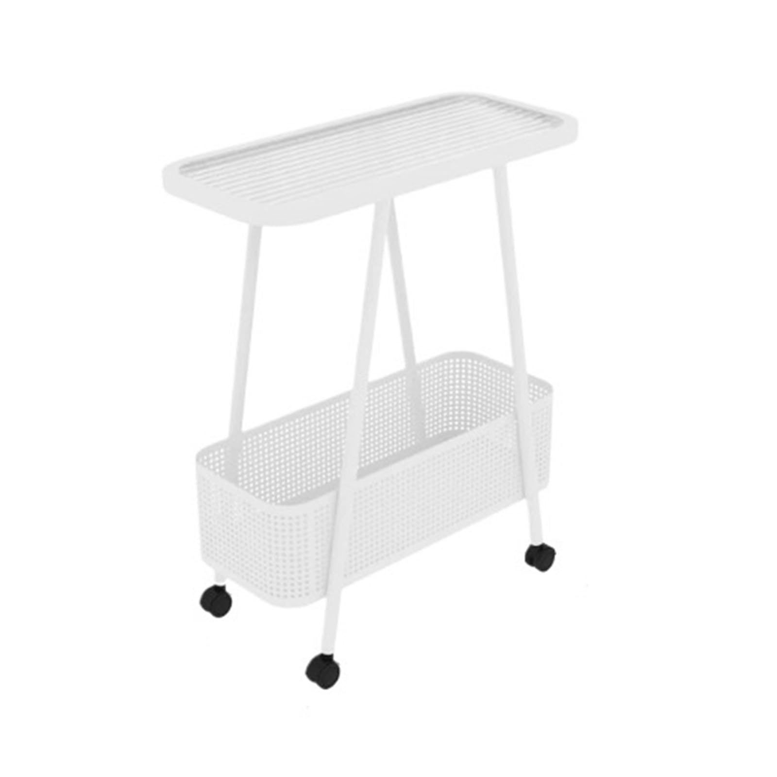 HLHLOP777 Nightstand Compact Movable Wrought-iron Nightstand Perfect for the bedroom Bedroom Furniture(White,Small)