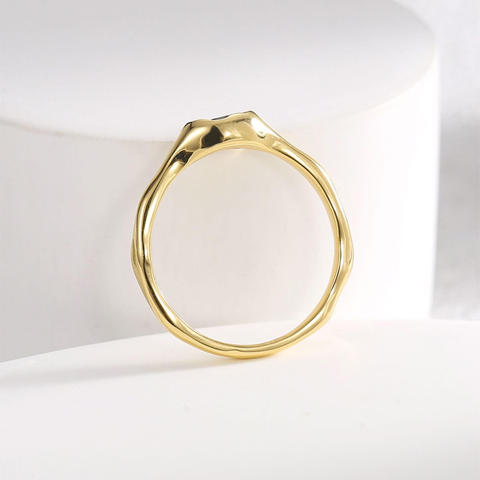 Anillos Mujer Boda Oval con Ónix, Anillos de Boda Oro Amarillo para Mujer 9K/14K/18 Kilates, Oro
