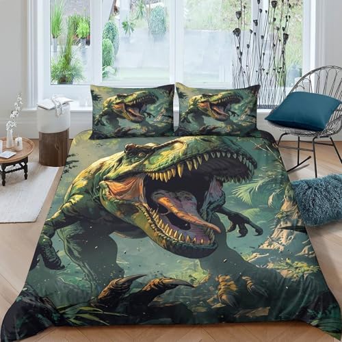 Prehistoric Art Style Funda Edredon Microfibra Suave Juego de 3 Piezas Estampado 3D Prehistoric Arte Estilo Funda de Edredón con Funda de Almohada Lavables Suave for Adolescentes Single（140x200cm）