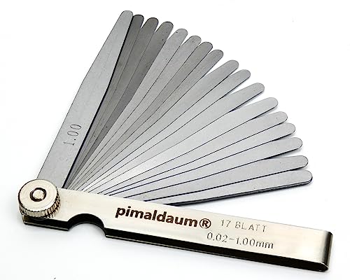 PIMALDAUM Fühlerlehre aus Manganstahl – 13/17 / 20/28 / 32 Blätter – Präzisions-Lehre für mechanische Einstellungen – 1 Stück (Metall, 17 Klingen/Blades)