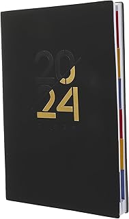 Parliky Caderno De Capa Mole Imitação De Couro Preto Planejamento Bloco De Notas Planejador De Diário 2024 Agenda Agenda Livro De Calendário Acessórios Portáteis Escritório