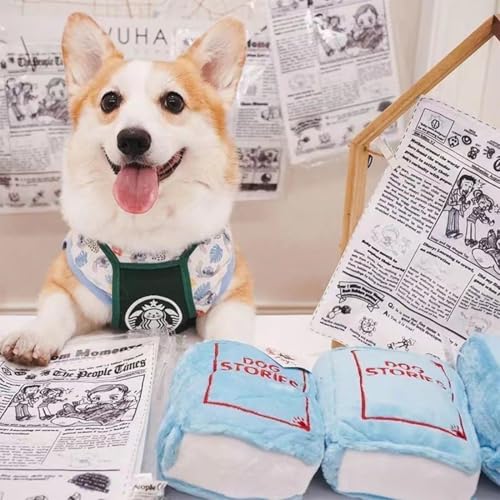 2 Piezas Juguete de peluche suave y chirriante para perros, diseño de periódico para masticar para perros pequeños y cachorros, bonito diseño para acurrucarse y jugar, juguete interactivo - imagen 4