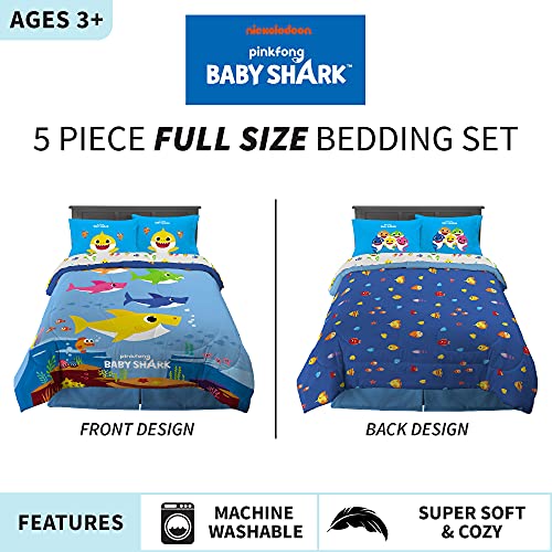 Franco Kids Bedding Super Soft Comforter And Sheet Set, 5 Piece Full Size, Baby Shark #TOP2