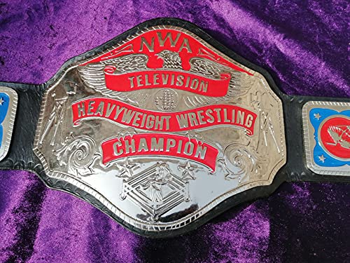 Maxan NWA Television Championship Belt Replica, 4mm Zinc Plates, Cow Leather, Adult
