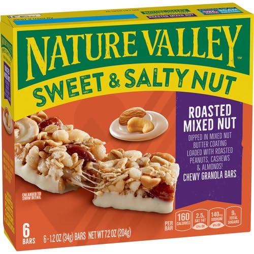 Image of Nature Valley Granola Bars, Sweet and Salty Nut, Roasted Mixed Nut, 6 Bars, 7.4 OZ