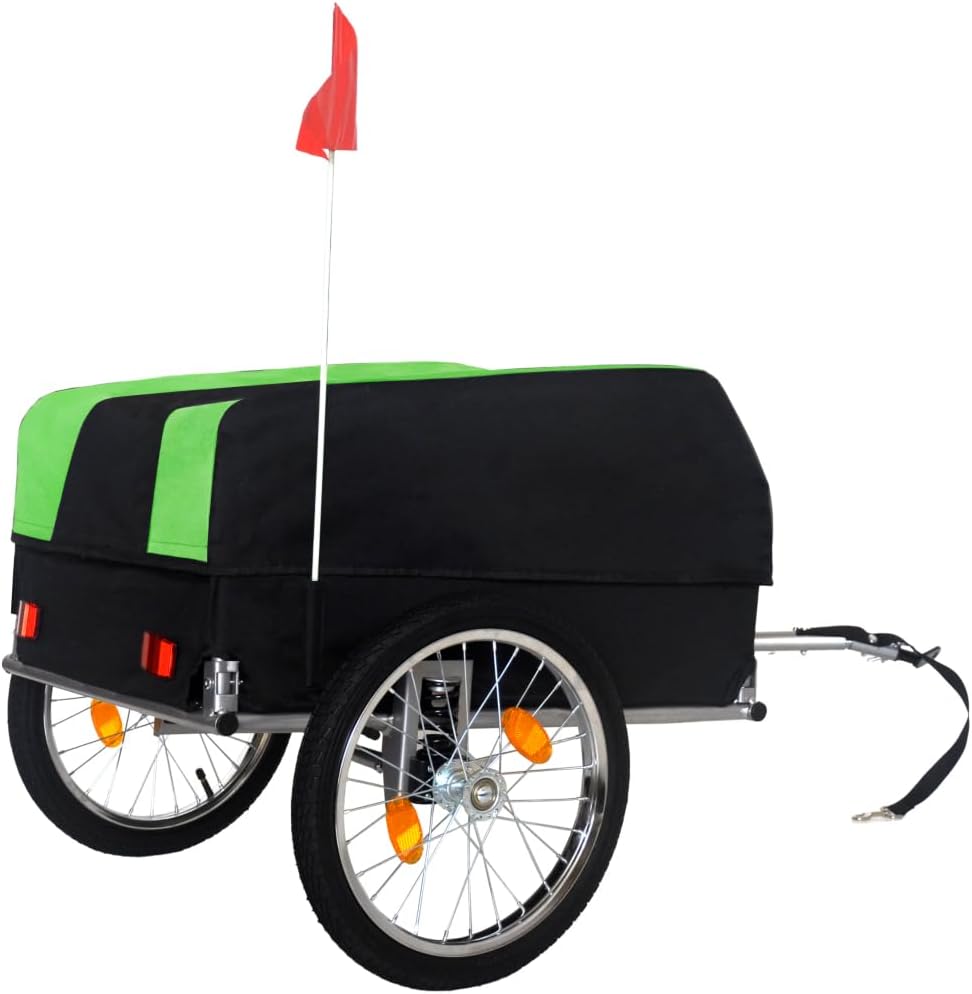 Heavy Duty Bike Cargo Trailer with Waterproof Cover - 88 lb Capacity, 16 Inch All Terrain Wheels,