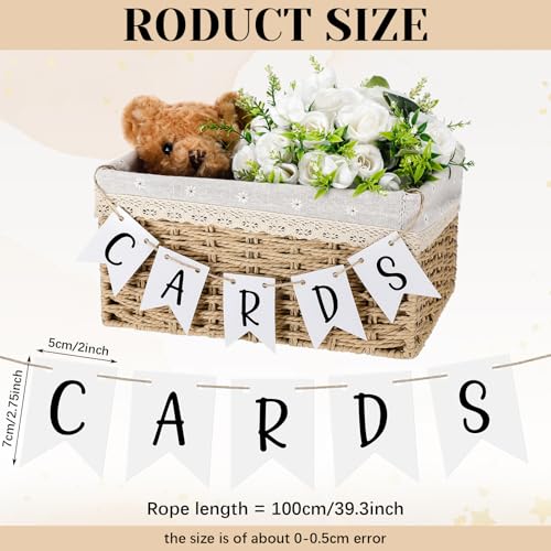 Image of Yaomiao Mini Cards Sign Banner for Card Box Wedding Themed Hanging Banner Decor Party Decoration for Birthday for Basket Table Greeting Photo Props Table Decor, Basket Not Included (Stylish,Card)