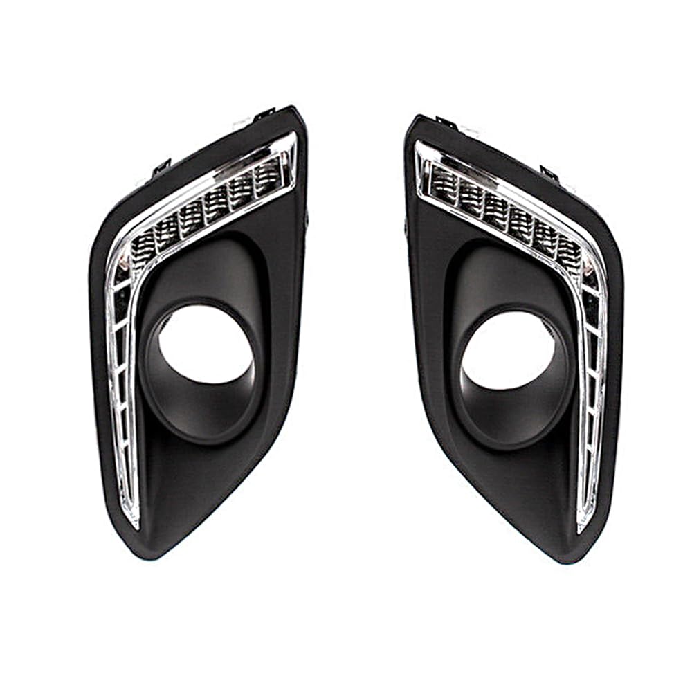 MACHSWON Parachoques delantero LED blanco luz de conducción diurna DRL luz de conducción con cubierta de agujero de lámpara antiniebla, tira de luces diurnas DRL para coche, impermeable, 12 V,