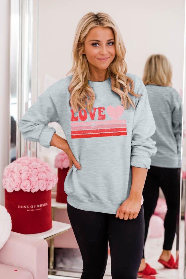 LUKYCILD Valentines Love Heart Shirt: Women Casual Crewneck Sweatshirts Funny Love Graphic Tee Long Sleeve Pullover Tops - Image 3