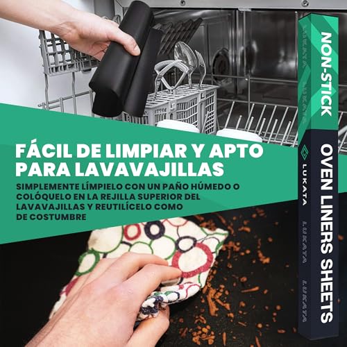 Hoja de Revestimiento de Horno (Paquete de 3) - Protectores de Horno Resistentes antiadherentes Reutilizables Grandes de 50x40 cm para la Parte Inferior de los hornos - Imagen 6