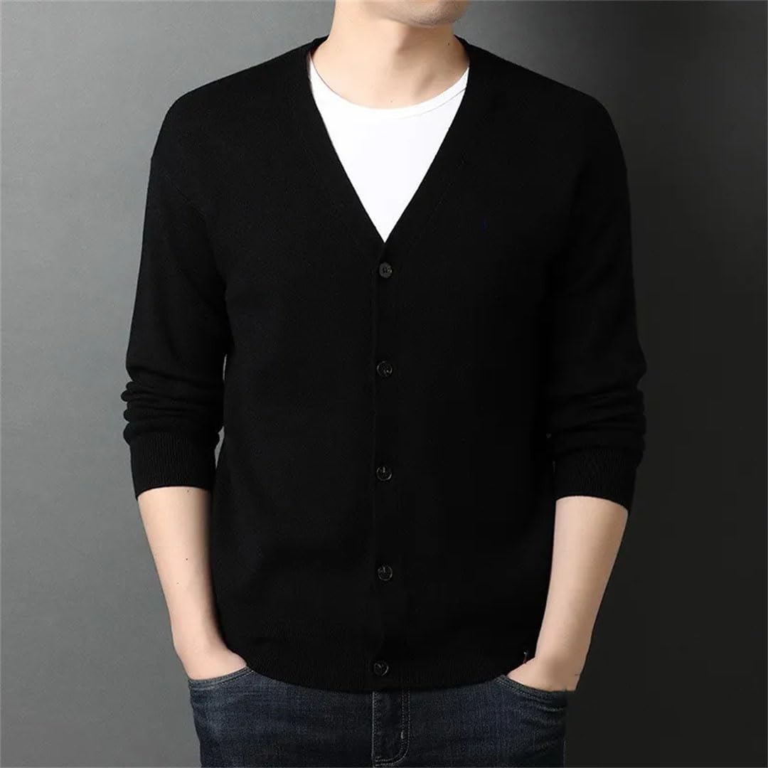 Cárdigan de punto de cachemira para hombre, talla grande, con cuello en V, para otoño e invierno, de lana cálida, de alta gama