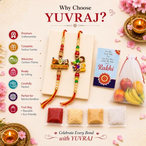 Image of Yuvraj Designer Rakhi for Brother Set of 2 | Handmade Pearl & Crystal Bead Rakhi | Raksha Bandhan Gift Box with Roli Chawal