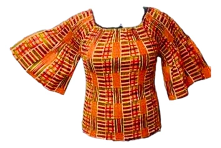 Kente African Blouse #2 with Kente Head Scarf, African Print Shirt, Kente Women's Top, African Women's Clothing, Kente Shirt3