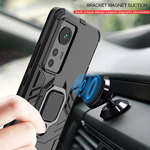 ESTH® Case for Xiaomi 12 5G/Xiaomi 12X 5G [360° Rotating Stand] [Military Grade Anti-Fall Protection] Cover Compatible with Magnetic Car Mount, Black - Image 8