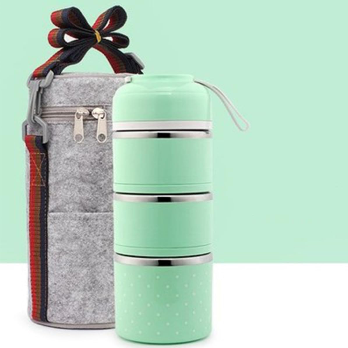 Boîte Bento en Acier Inoxydable 2 Pièces, 3 Couches Vert