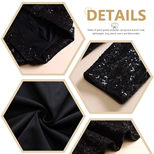 Edary Women's Sequin Jacket Casual Open Front Blazer Jackets Glitter Sparkle Lapel Long Sleeve Cardigan Coat WT304