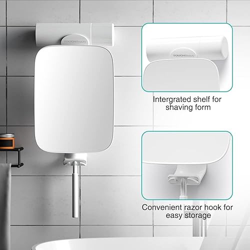Miniatura 4 de Espejo de ducha con soporte para maquinilla de afeitar aumento 3X y espejo de baño giratorio de 360 para hombres y mujeres, tamaño más grande de 11