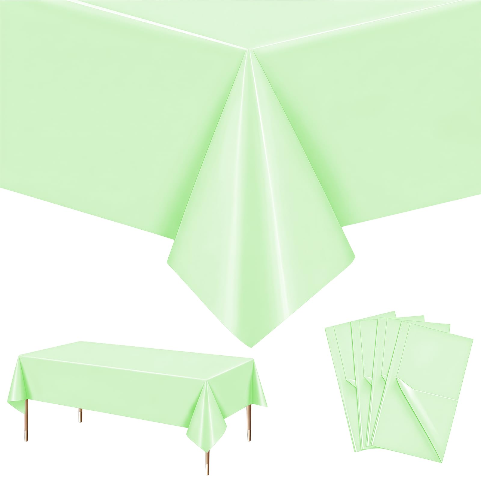 Flintronic 4 Pack Sage Green Party Table Cloth, 137x274cm/54'' x 108'' Rectangle Tablecover, Party Table Cover Decoration Tablecloth, Birthday Table Cloth for Outdoor Picnic,Birthday,Party Decorations — image 1