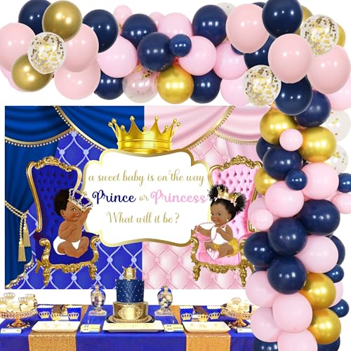 Révélation du sexe du prince ou princesse avec arche de ballons bleu et rose de fête