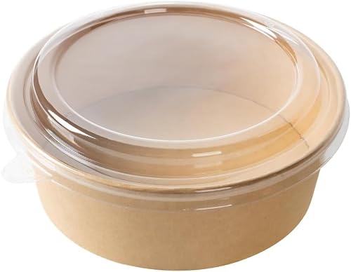 PakTalk 50 Stück Salatschalen mit Deckel, 500ml Kraftpapier Schalen