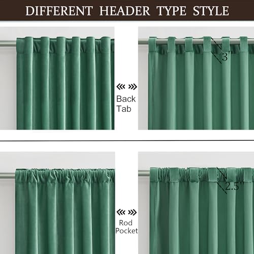 Image of PRIMROSE 100% Full Blackout Velvet Curtains 84 inch Long for Living Room,Set of 2 Liner Turquoise Aqua Rod Pocket Back Tab Window Treatment Room Darkening Heavy Decorative Curtains Drapes for Bedroom