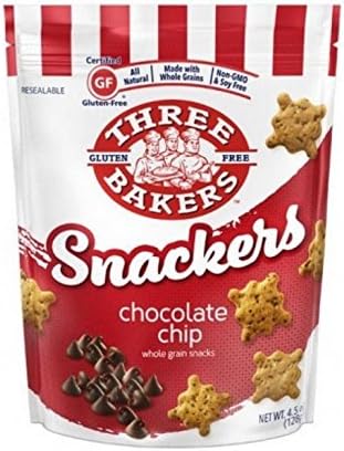 THREE BAKERS, Snackers, Chocolate Chip, Pack of 8, Size 4.5 OZ