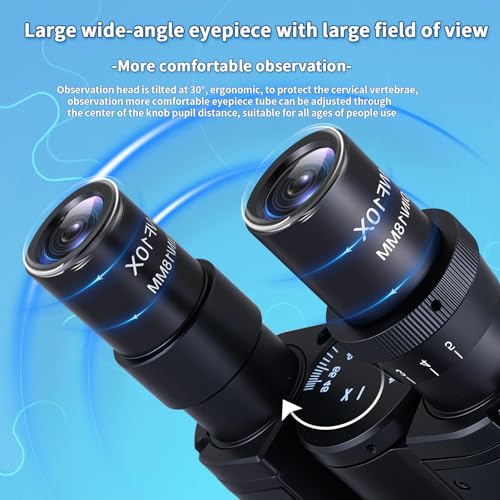 Image of 40X-2500X Binocular Microscope, WF10x and WF25x Eyepieces, LED Illumination, with Specimen Handpiece Holder, for Beginners, Microscope for Adults