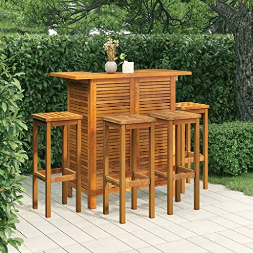 vidaXL Ensemble de Bar de Jardin 5 pcs Mobilier de Patio Table et Tabourets de Bistrot Meubles de Terrasse Extérieur Bois d'Acacia Massif