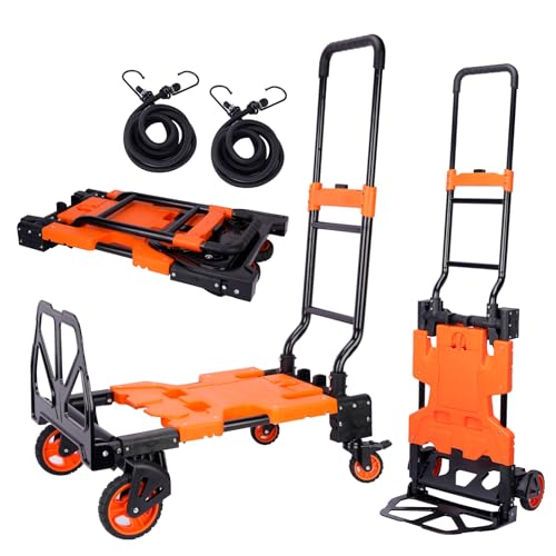 Carretilla plegable 2 en 1 con manija ajustable y 4 ruedas miniatura 1
