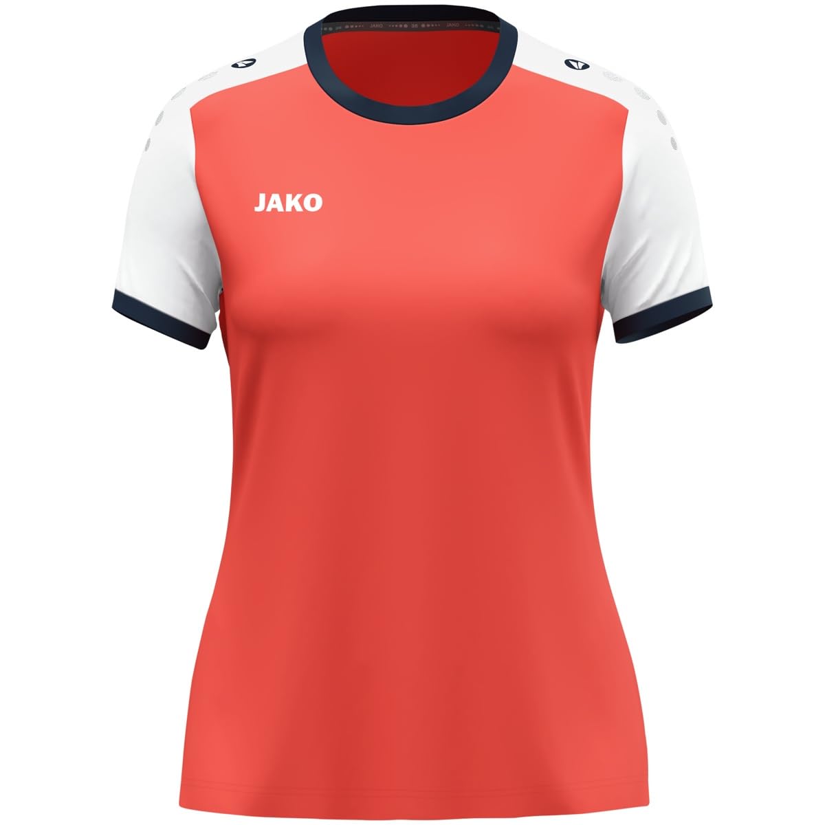 JAKO Women's Dynamic Short Sleeve Jersey, Coral/White/Navy, L