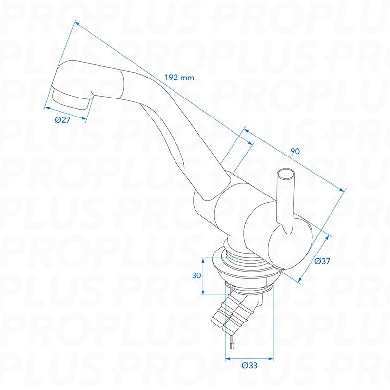 Style 3000 - Rubinetto miscelatore girevole cromato, diametro 12 V, diametro 33 mm, per camper e barca