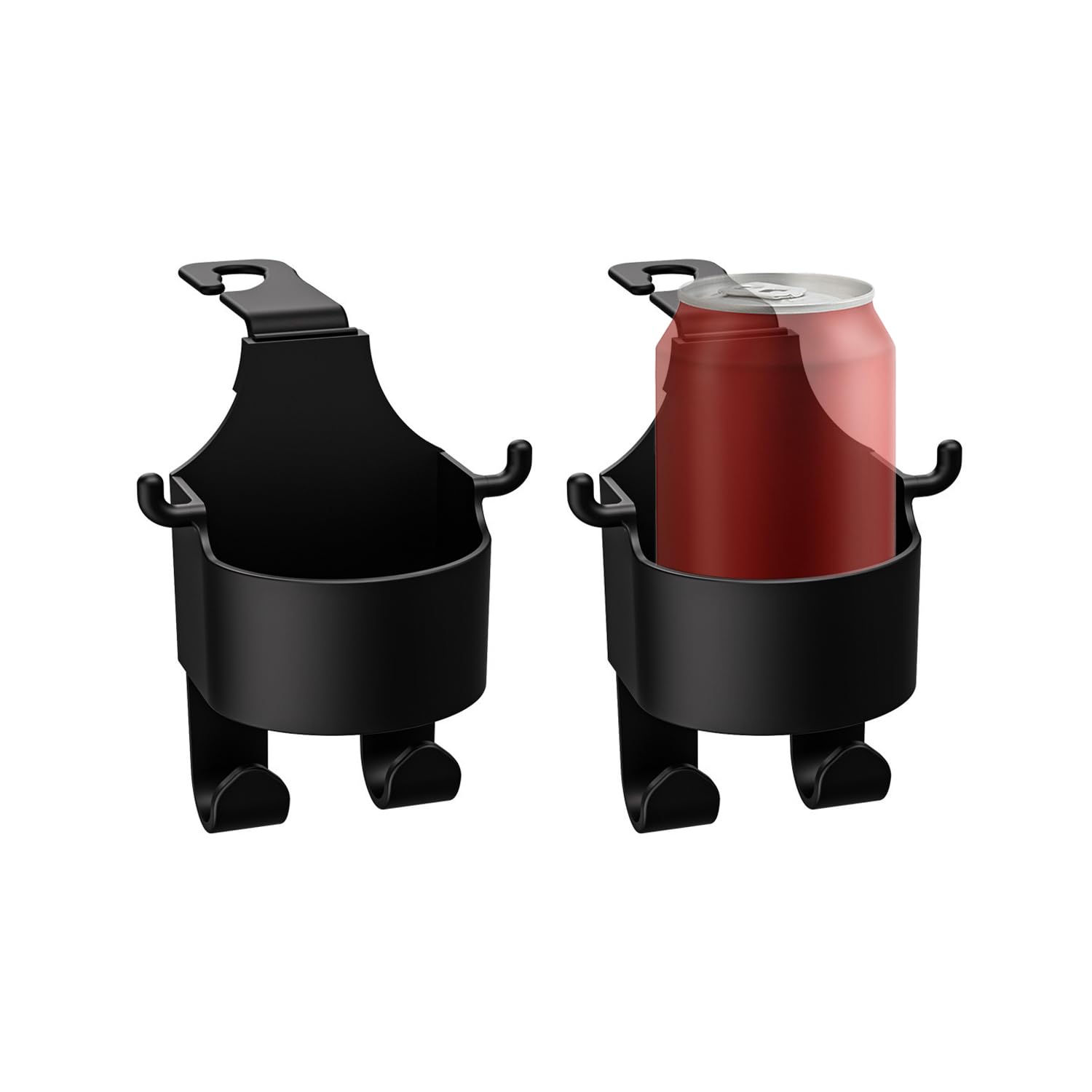 Waswale Car Seat Back Cup Holder – Hook-Type TPR Storage Bucket, 4.13" X 7.48", Non-Destructive Installation, Black