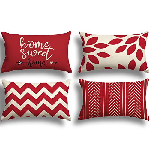 ZWJD Housse Coussin 30x50 Lot de 4 Décoratif Canapé Taie d'oreiller Decoration Canapé Housses Coussin en Lin d'extérieur Taie Oreiller Décoration pour Chambre, canapé, Chaise, Lit,Jardin 30x50cm