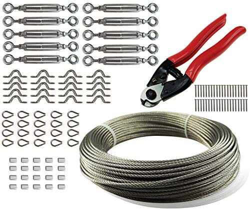 Muzata Cable Railing Kit 10Pack with 330Ft 1/8 Stainless Steel Wire Rope Cable and 1PCS Cable Cutter, Muzata CK01,Series CA1 CD1 CS1 CT1 WP1