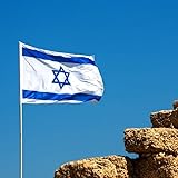 RamboN Bestickte Israel-Flagge, 90 x 152 cm, strapazierfähiges Nylon, genähte Streifen, doppelseitig, Messingösen